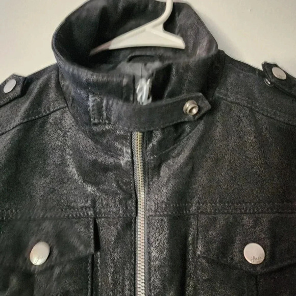 LEVI'S VINTAGE Womens SUEDE Leather Zip Front penny lane Black med Dark Academia - Picture 5 of 16